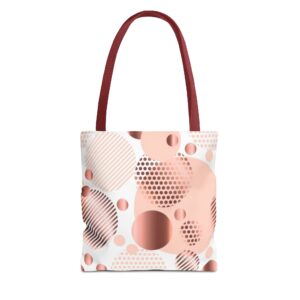 Rose Gold Geometric Circles Tote Bag | Abstract Polka Dot Pattern