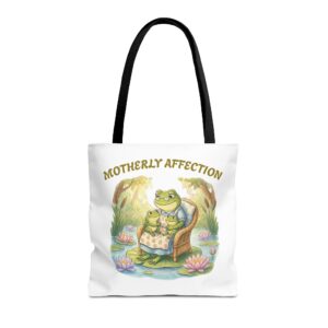 Motherly Affection frog mother and baby illustration Tote Bag | nature pond art