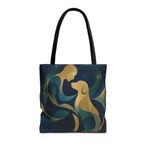 Woman and Dog Illustration Tote Bag | Abstract Bonding Art