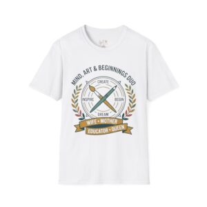 Artist Tools Crest T-Shirt | Wife Mother Educator Queen, Paintbrush & Pencil Emblem