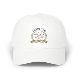 Eternal Flow infinity emblem Classic Dad Cap | botanical crest, crescent moons