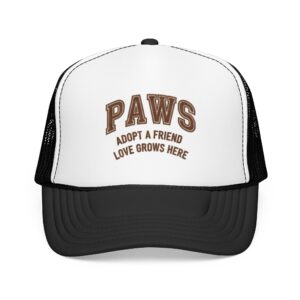 PAWS adopt a friend love grows here Trucker Hat | Pet Adoption Rescue