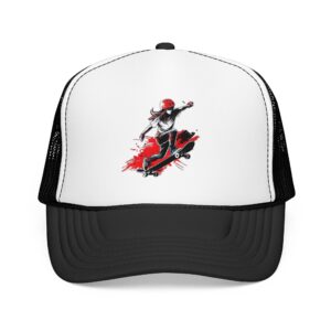 Skateboarder Paint Splash Foam Trucker Hat | Skate Cap
