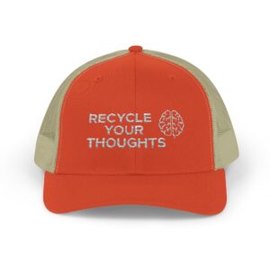 Recycle Your Thoughts Snapback Trucker Cap | Eco Brain Graphic, Mesh Back Hat