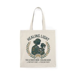 Healing Light Mom Illustration Tote Bag | Mother and Child Wellness Design