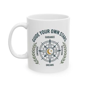 Guide Your Own Stars mug | Compass laurel emblem ceramic coffee cup