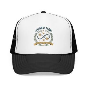 Eternal Flow infinity emblem Foam Trucker Hat | celestial moon stars wreath