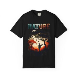 Silhouette Explorer Sunset Forest T-Shirt | Nature Adventure Tee