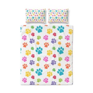 Colorful Paw Print Quilt Cover Set