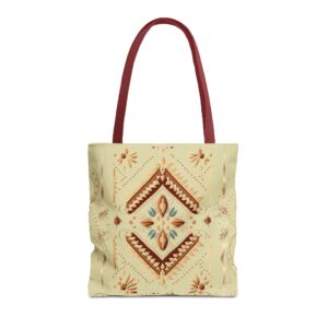 Boho Diamond Floral Pattern Tote Bag | Maroon All-Over Print