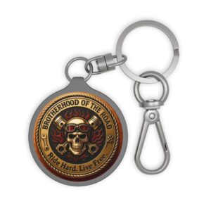 Brotherhood of the Road skull emblem Keyring Tag | Motorcycle Rider Accessories