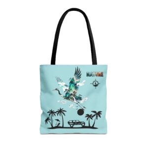 Tropical Crane Nature Tote Bag | Palm Trees, Jeep Beach Silhouette