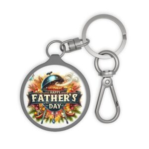 Happy Fathers Day Keyring Tag  BBQ Grill Illustration Keychain