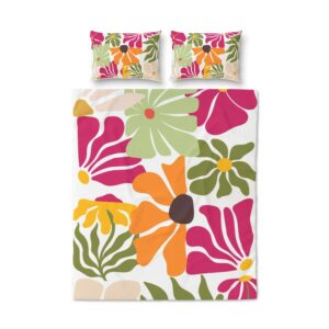 Colorful Floral Pattern Quilt Cover Set of Three | Bright Flower Bedding