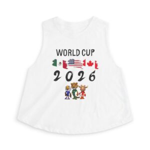 World Cup 2026 mascot trio Crop Top | USA Mexico Canada soccer tournament