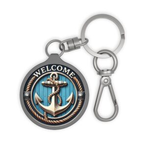 Nautical Anchor Welcome Keyring Tag | Boat, Harbor, Rope Design