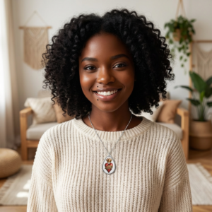 Sacred Heart Oval Necklace | Crowned Heart Pendant, Religious Jewelry