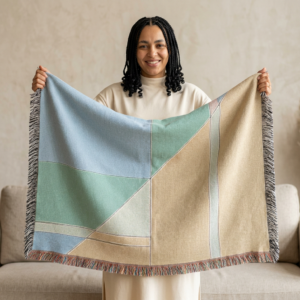 Geometric Color Block Woven Blanket | Modern Minimalist Throw