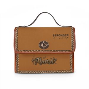 Mama Script Design Waterproof Canvas Bag | Stronger Than Yesterday Satchel