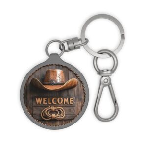 Cowboy Hat Welcome Keyring Tag | Western Rustic Keychain