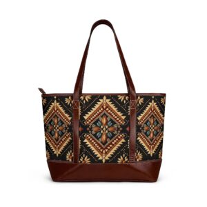 Southwestern Diamond Floral Pattern Handbag | Boho Aztec Tote