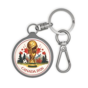 Canada 2026 Soccer Trophy Keyring Tag | Maple Leafs, Mountains