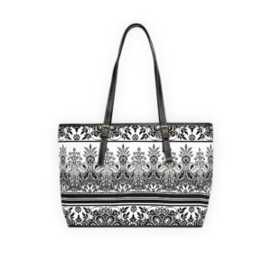 Black White Damask Pattern PU Leather Shoulder Bag
