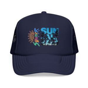 Summer Vibes Trucker Hat | Beach Palm Silhouette Foam Cap