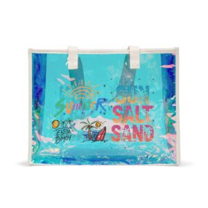 Sun Salt Sand Beach design Tote Bag | Holographic iridescent summer vibes