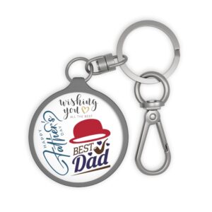 Best Dad Hat Illustration Keyring Tag | Fathers Day Keychain