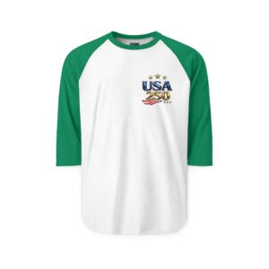 USA 250 Anniversary logo Raglan Shirt | American flag stars stripes