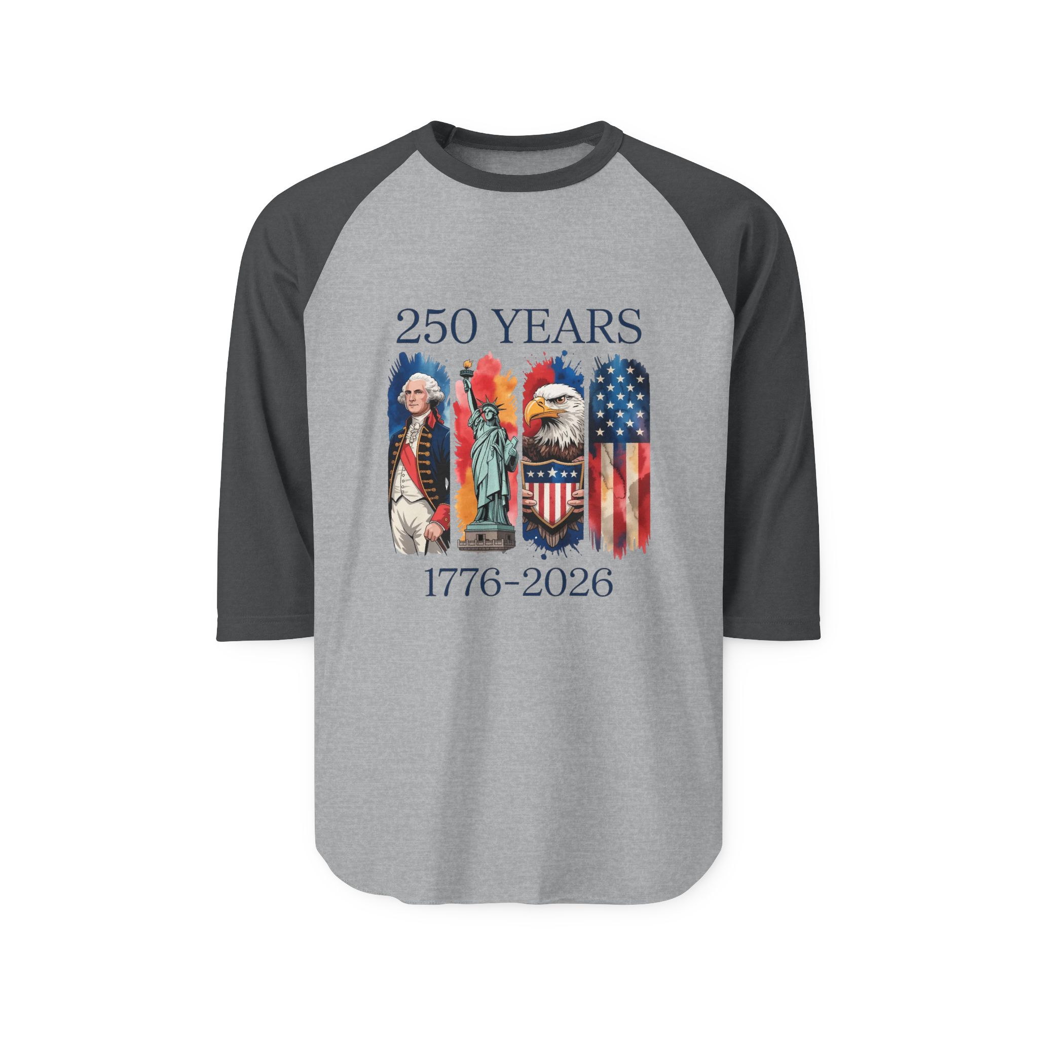 250 Years 1776-2026 Native American and Flag Raglan Shirt | Bicentennial Americana - Görsel 3