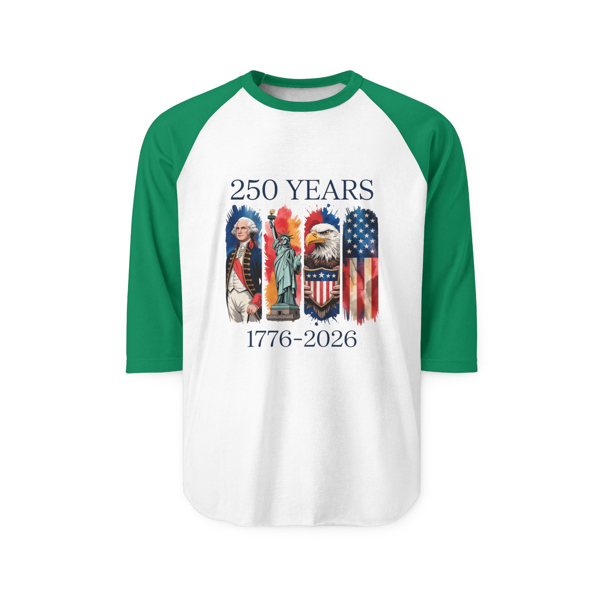 250 Years 1776-2026 Native American and Flag Raglan Shirt | Bicentennial Americana