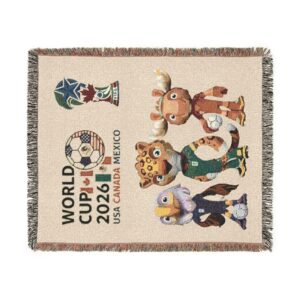World Cup 2026 Mascots Woven Blanket | Soccer Tournament Throw