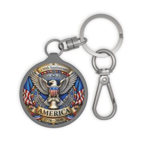 Anniversary America Eagle Keyring Tag Patriotic Keychain