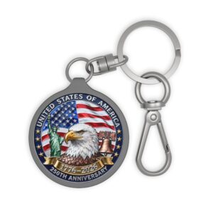 Anniversary Bald Eagle Keyring Tag | American Flag, Liberty Bell