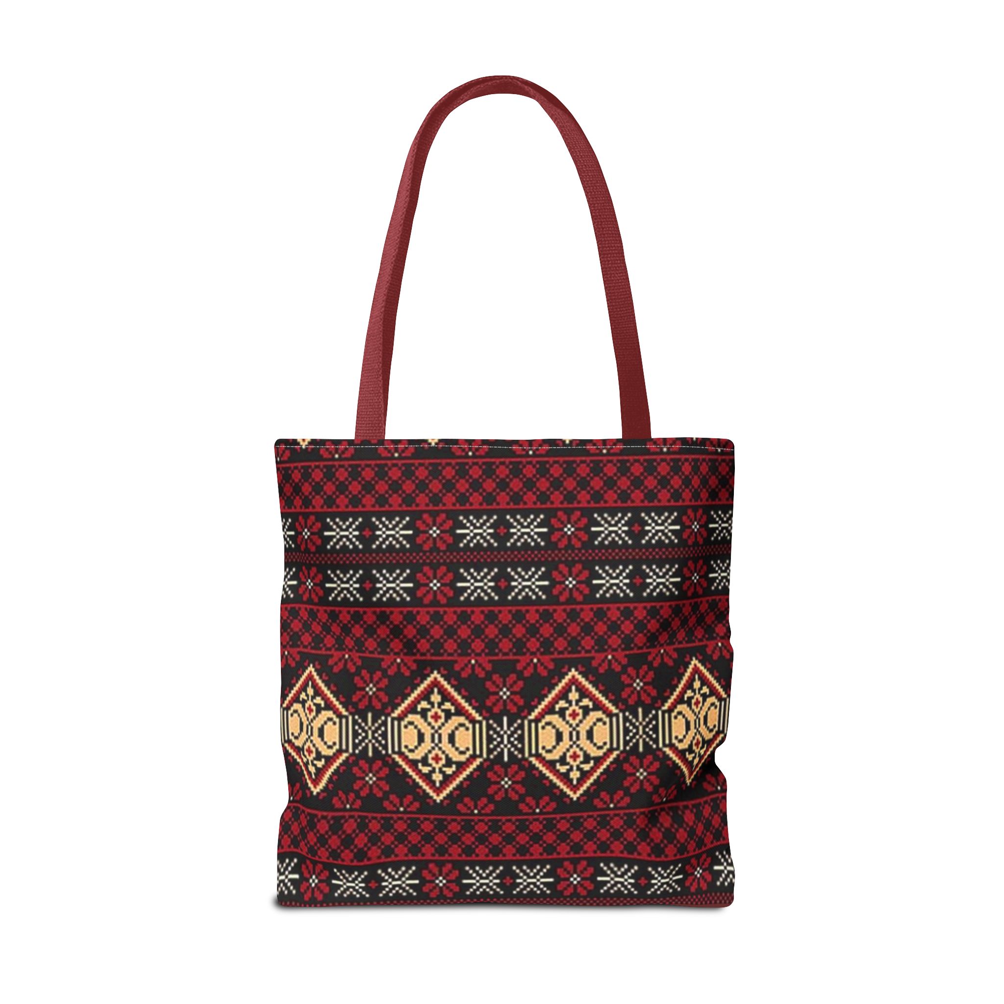 Geometric Tribal Pattern Tote | Red Aztec Boho Tote Bag - Görsel 14