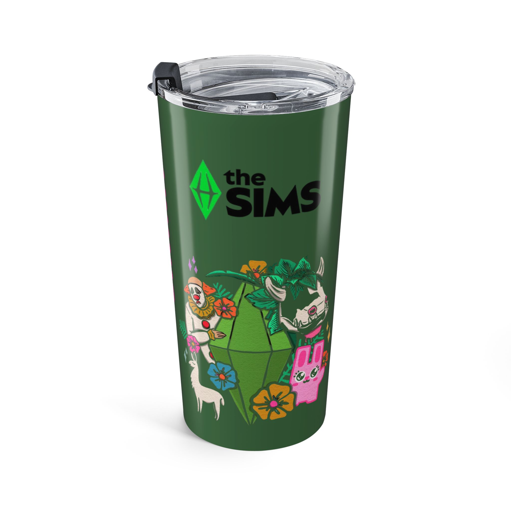 Personalized Cute Sims Plumbob Characters Tumbler | 20oz Green Gaming Drinkware - Görsel 4