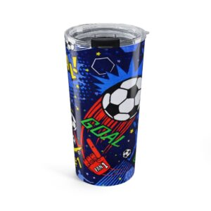 Soccer Goal Graphic Tumbler 20oz | Football Pattern Travel Cup