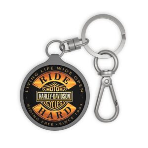 Harley-Davidson Ride Hard Keyring Tag | Round Motorcycle Keychain