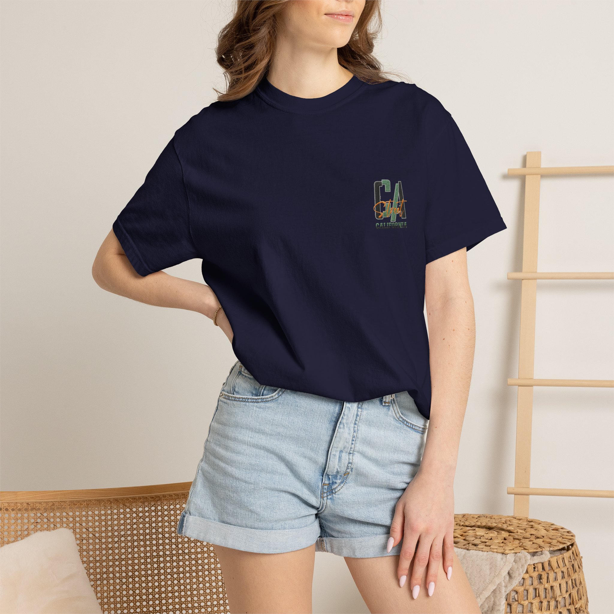 California Beach City graphic T-shirt | CA palm tree surf car design - Görsel 24