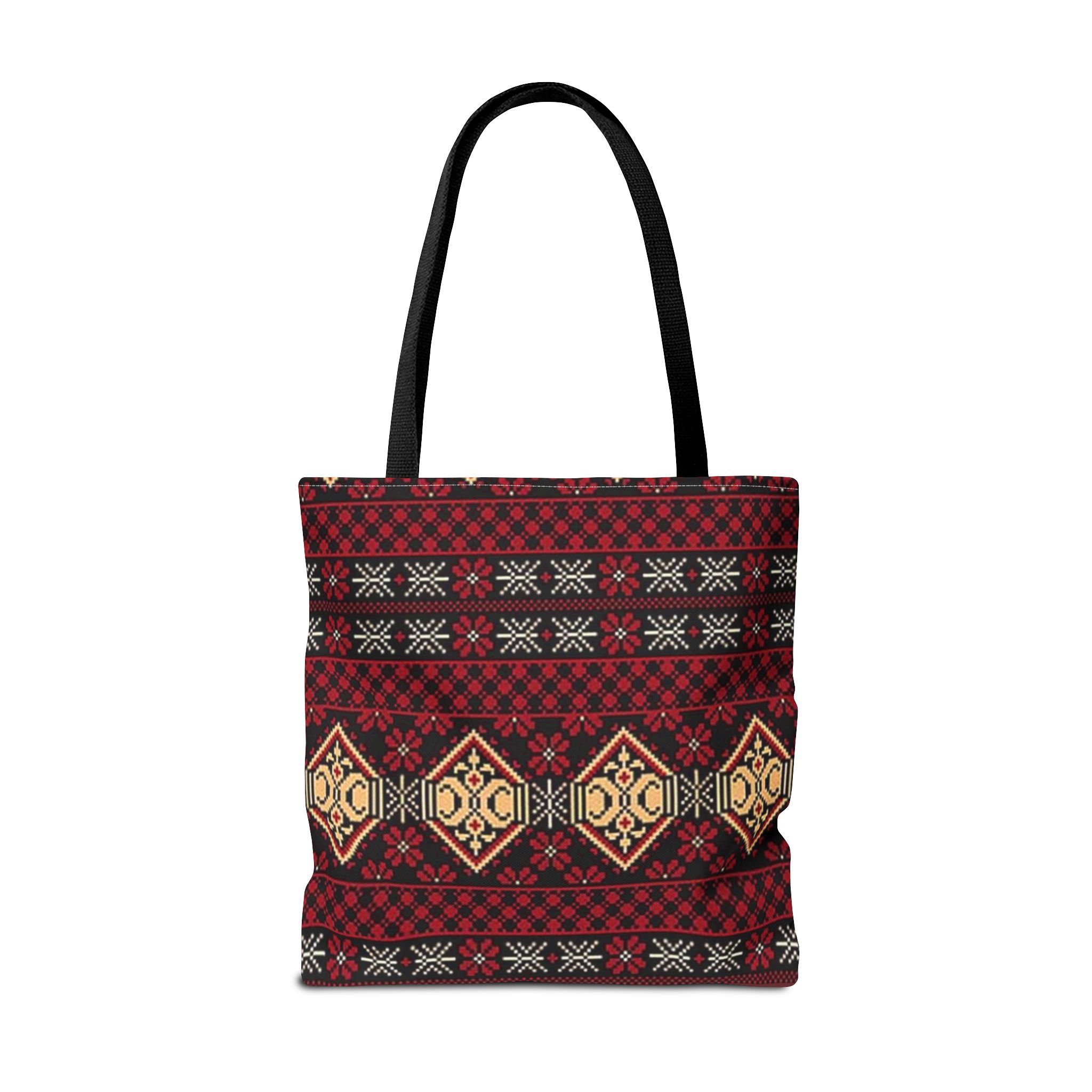 Geometric Tribal Pattern Tote | Red Aztec Boho Tote Bag - Görsel 6