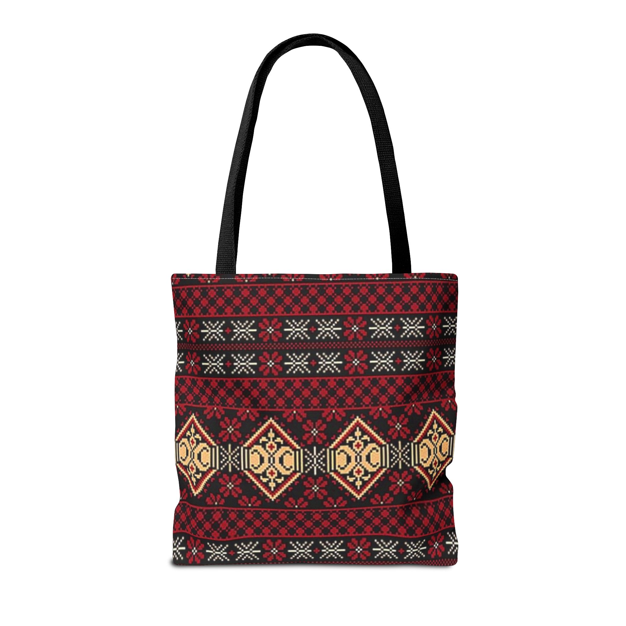 Geometric Tribal Pattern Tote | Red Aztec Boho Tote Bag - Görsel 2