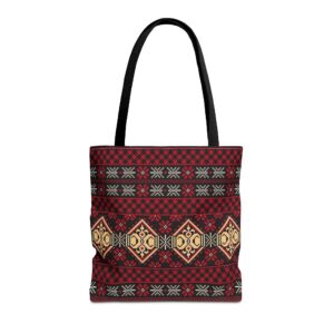 Geometric Tribal Pattern Tote | Red Aztec Boho Tote Bag
