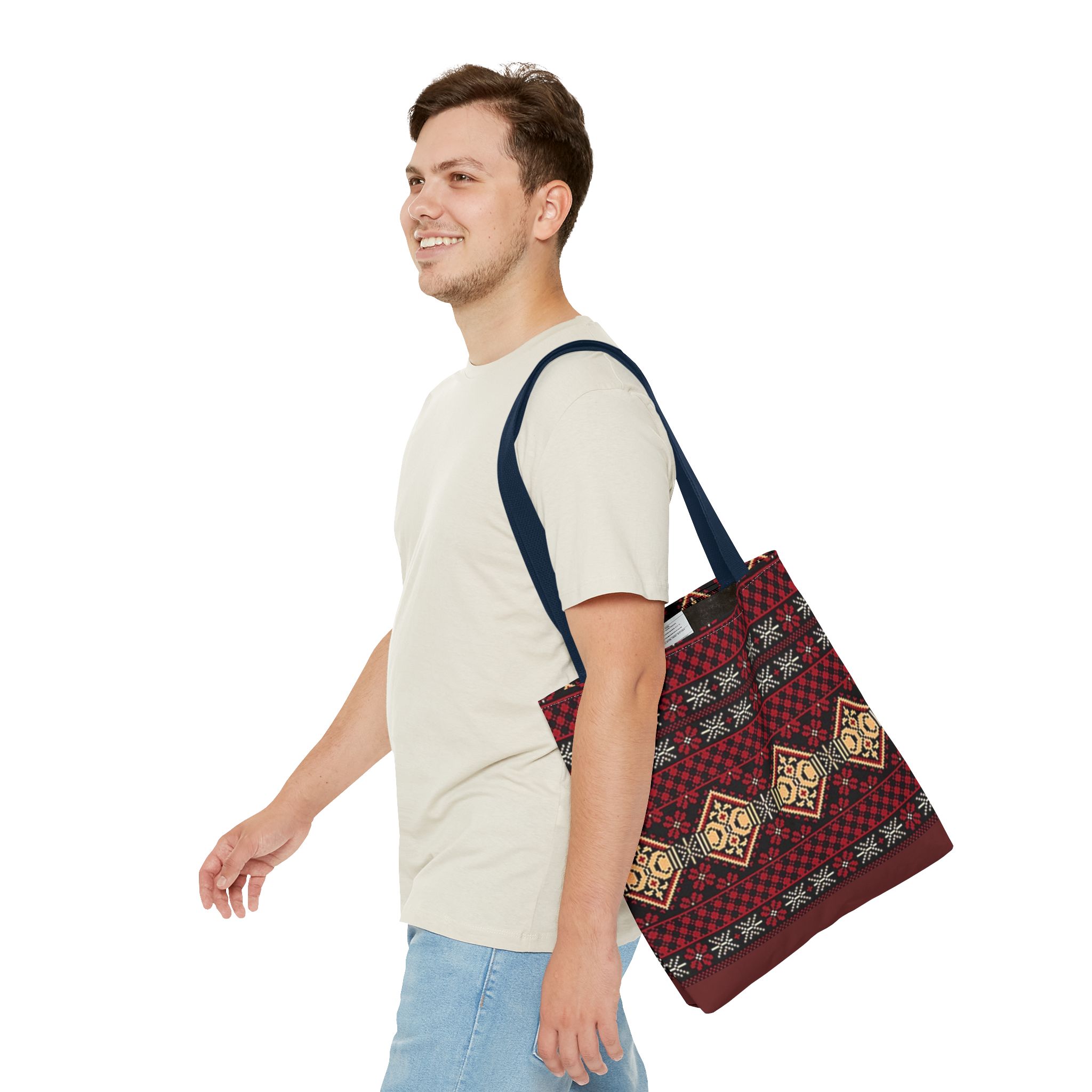 Geometric Tribal Pattern Tote | Red Aztec Boho Tote Bag - Görsel 35