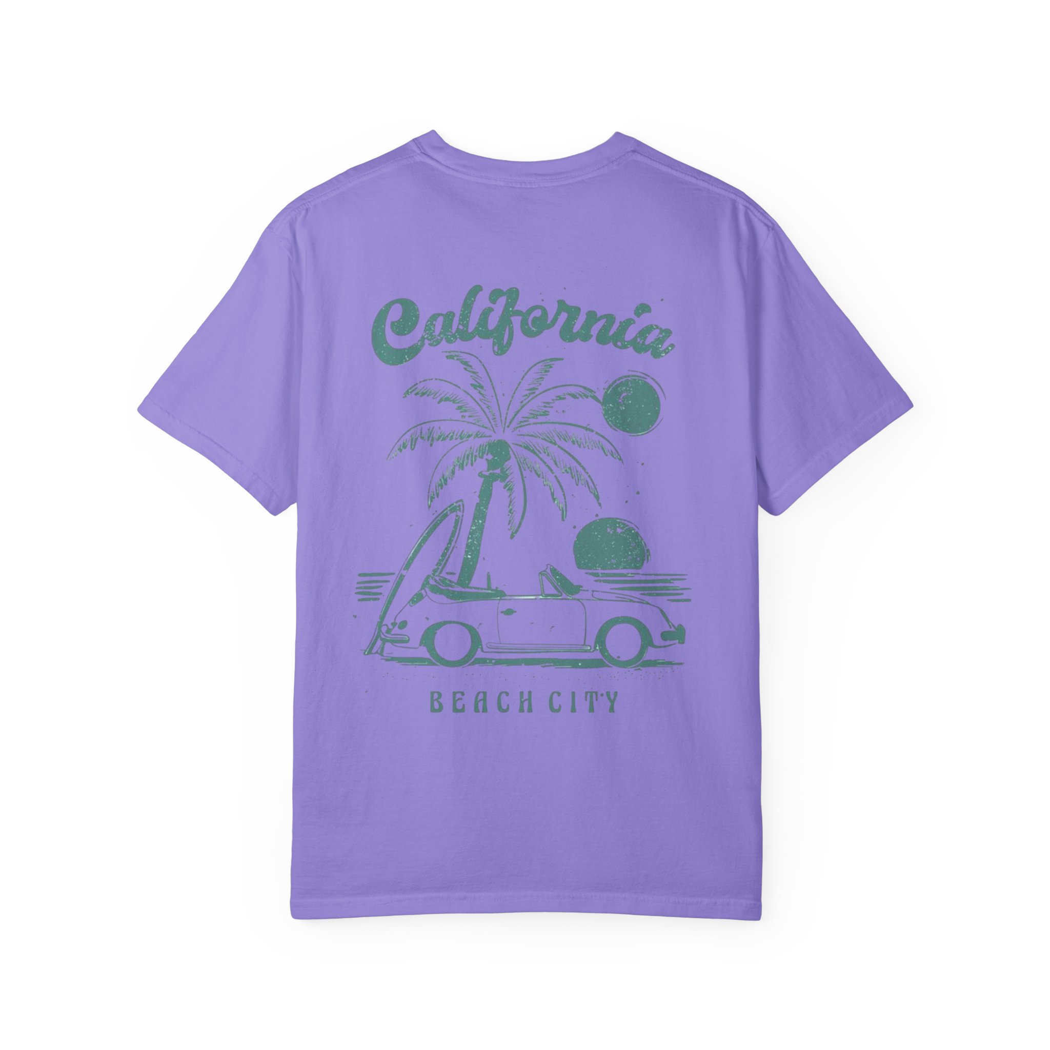 California Beach City graphic T-shirt | CA palm tree surf car design - Görsel 30