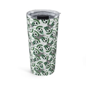 Soccer Ball Swirl Tumbler 20oz | Green Black Sports Pattern