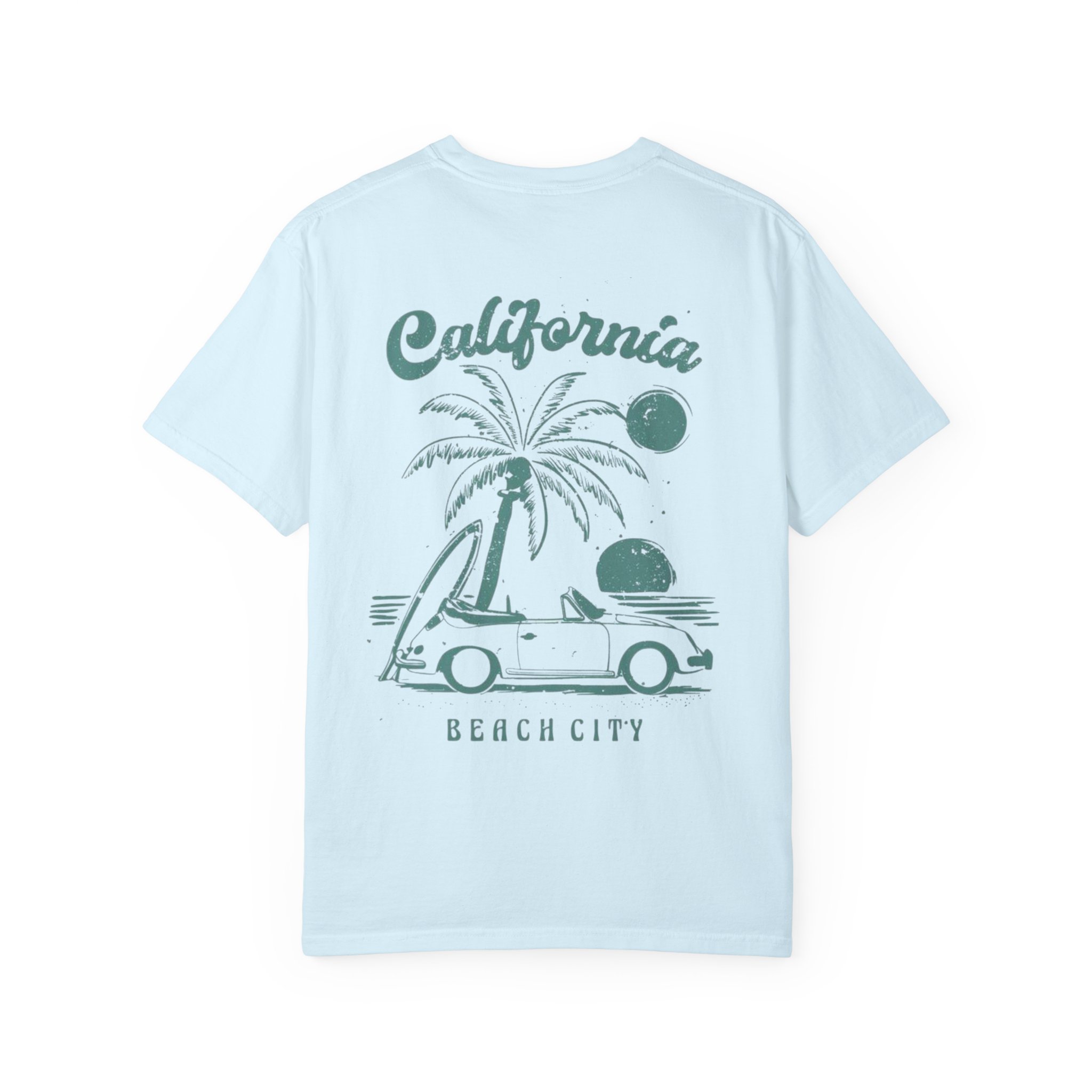 California Beach City graphic T-shirt | CA palm tree surf car design - Görsel 18