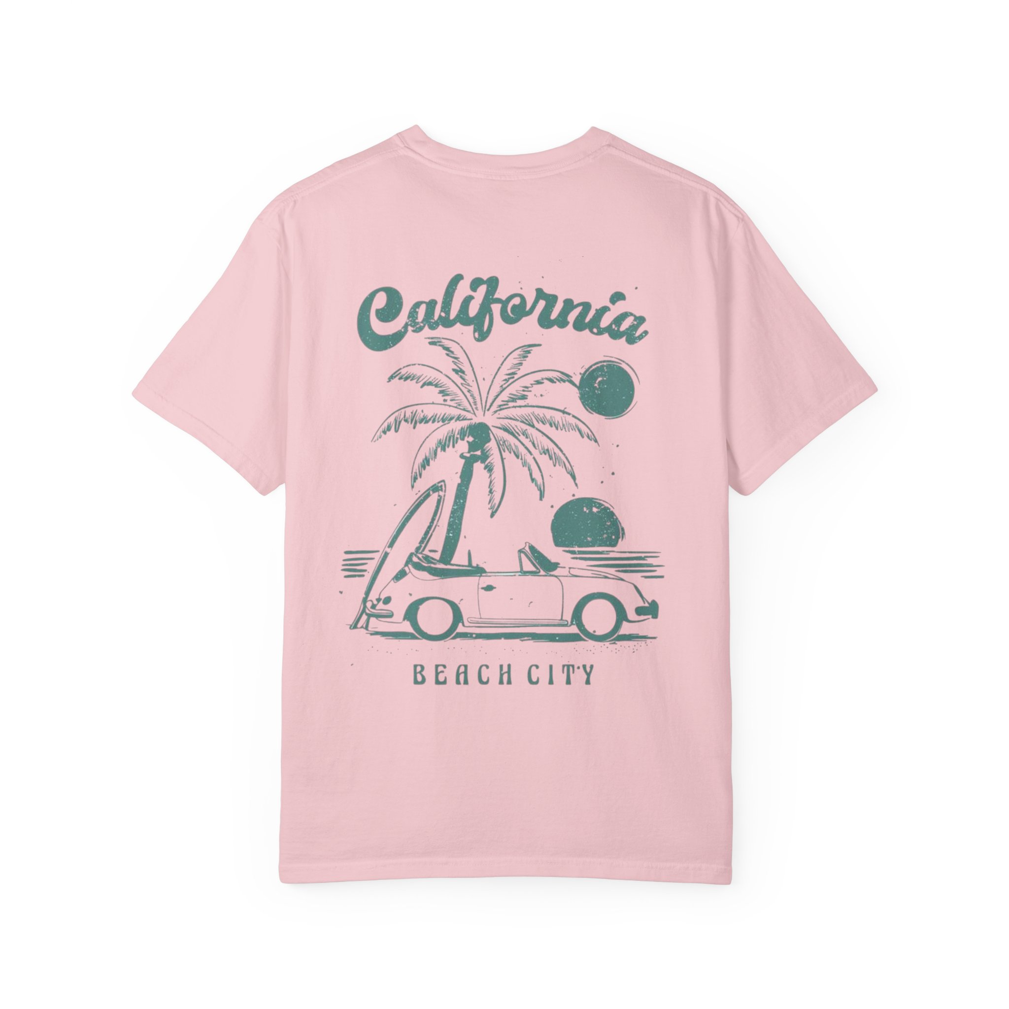 California Beach City graphic T-shirt | CA palm tree surf car design - Görsel 38