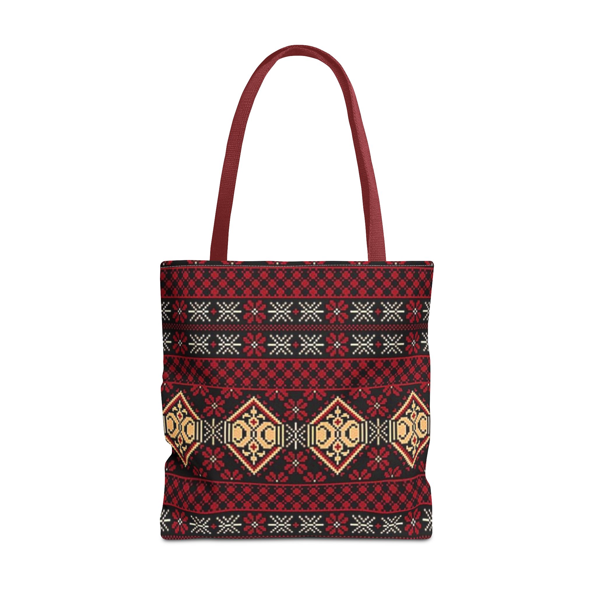 Geometric Tribal Pattern Tote | Red Aztec Boho Tote Bag - Görsel 13
